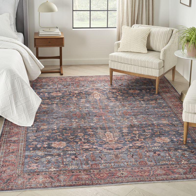 Navy & Brick 5' x 7' Reversible Flat Woven Synthetic Rug