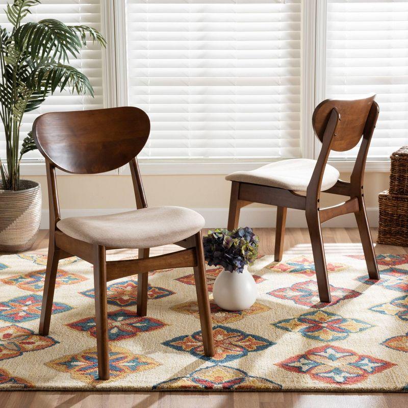 2pc Katya Fabric Upholstered and Wood Dining Chair Set - Baxton Studio