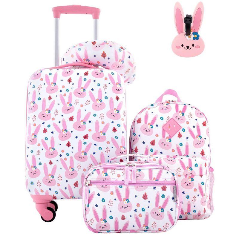 Travelers Club Kids' 5pc Hardside Checked Spinner Luggage Set - Bunny