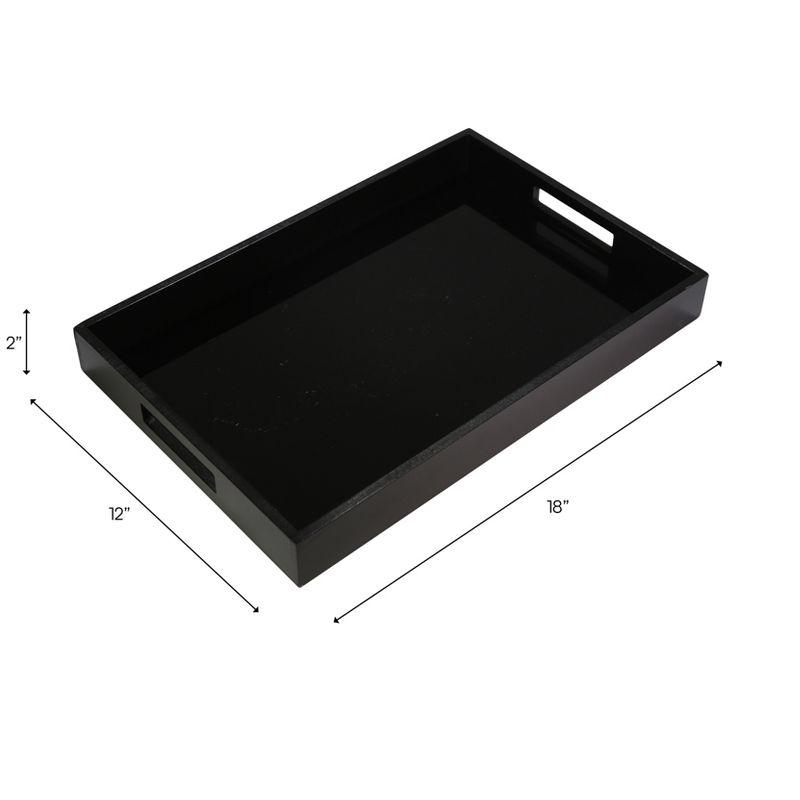Sagebrook Home 18" Simple Black Serving Tray - Contemporary Decorative Wood and Glass Serving Tray for Home or Office Decor Hosting