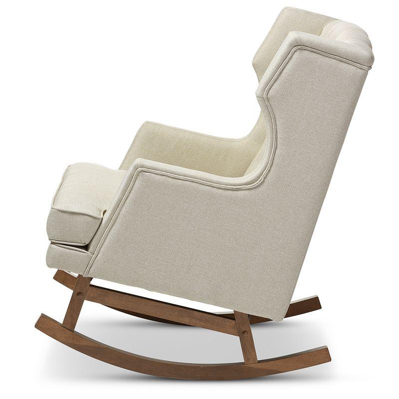 Iona Mid-Century Retro Modern Rocking Chair: Upholstered Wingback, Baxton Studio