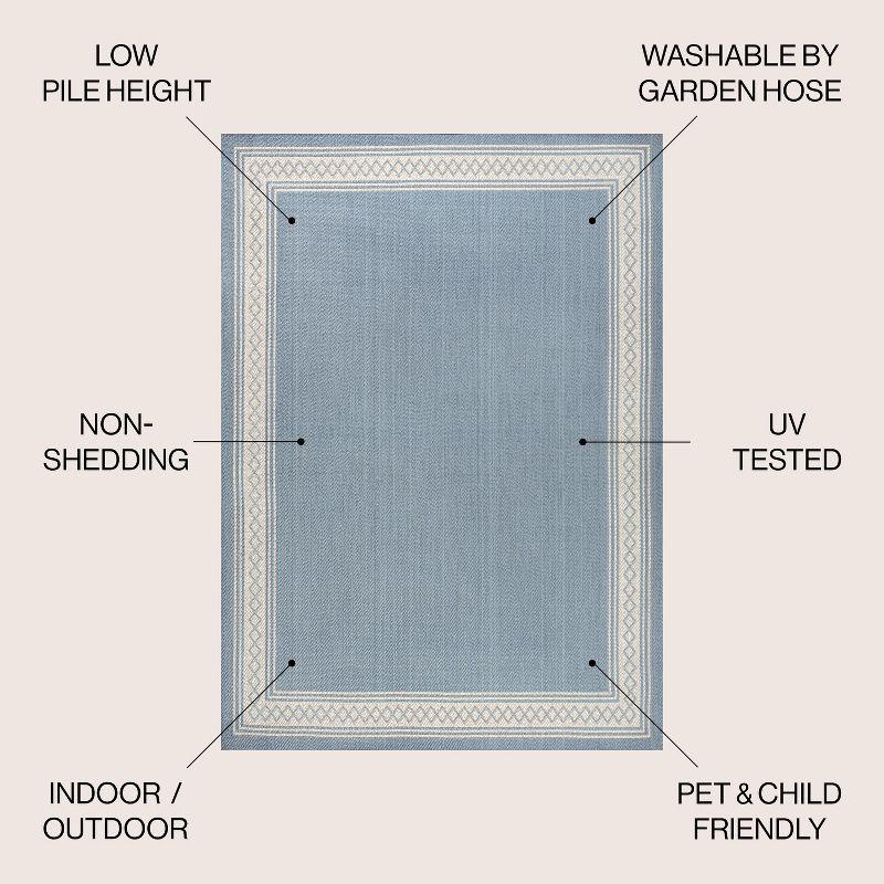 3' x 5' Lucia Classic Diamond Border Indoor/Outdoor Area Rug, Blue/Cream - JONATHAN Y
