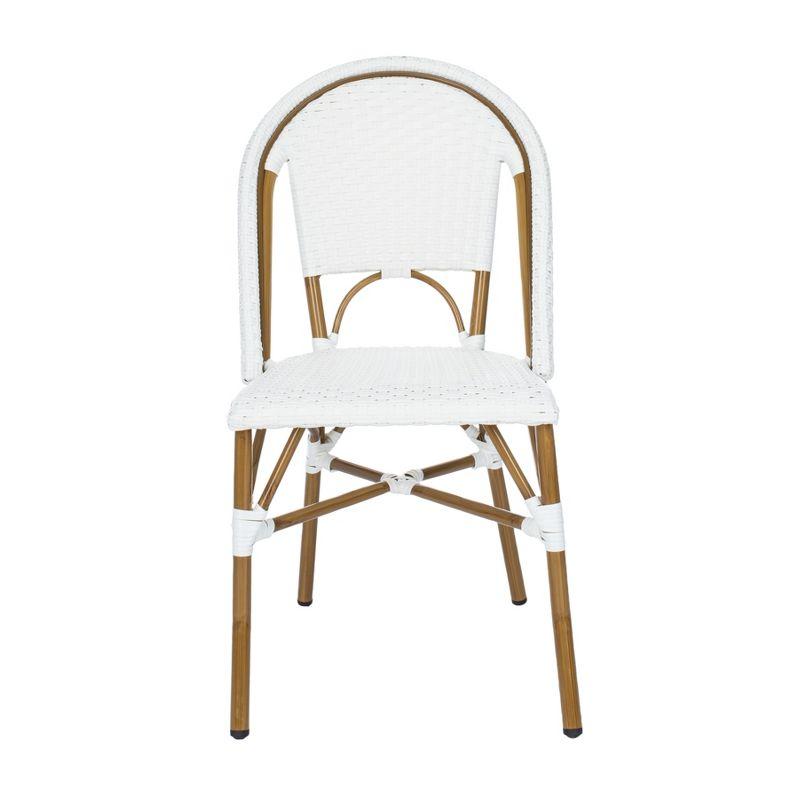 Salcha Coastal White & Light Brown PE Wicker Bistro Side Chair, Set of 2