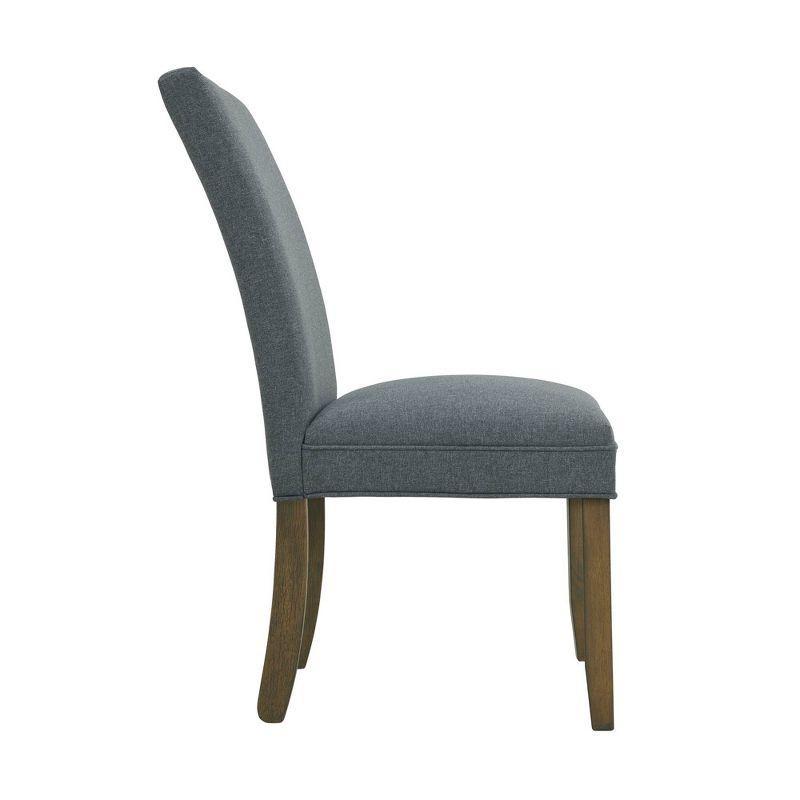 Gray Linen Upholstered Parsons Side Chair with Wood Legs