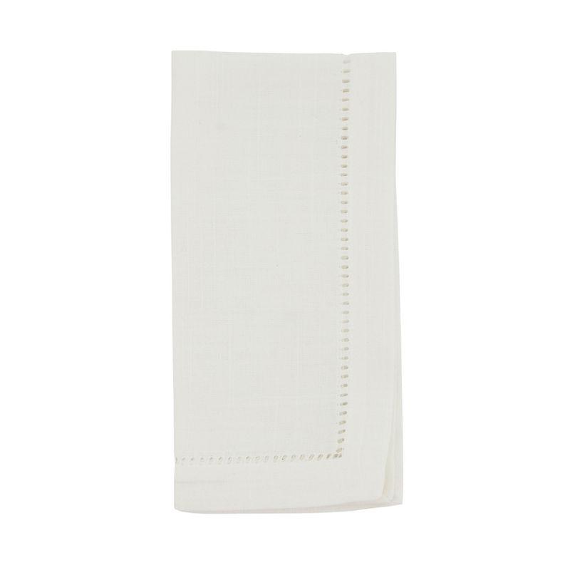 Ivory Hemstitched Border Cotton Dinner Napkins, Set of 12