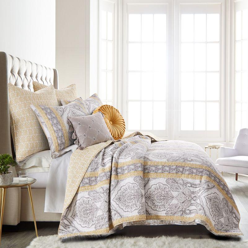 St. Ives Beige Cotton Paisley Euro Sham Set