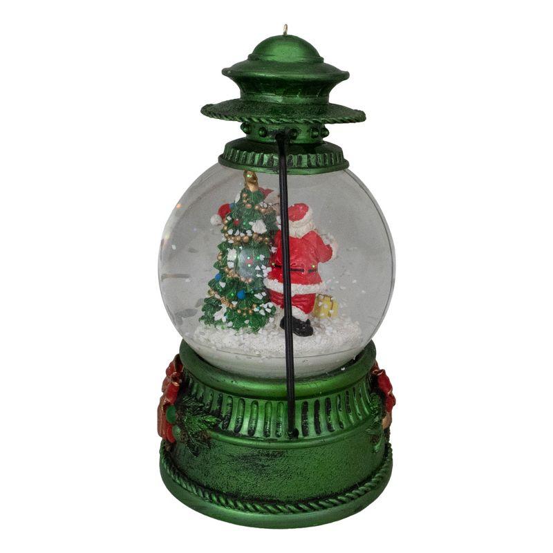 8" Santa Claus and Kids By Christmas Tree Lantern Snow Globe