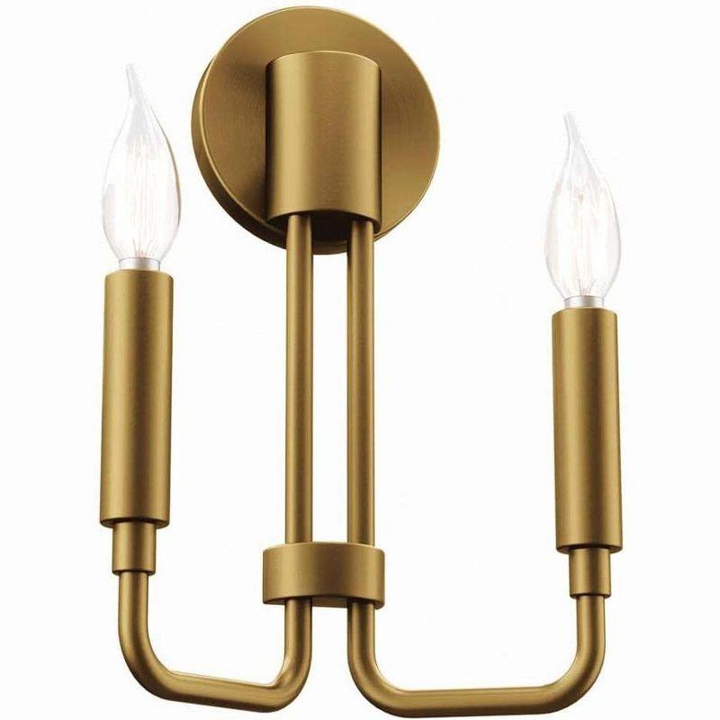 Satin Brass 2-Light Wall Sconce with Iron Construction