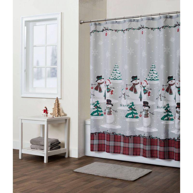 Plaid Snowman Shower Curtain and Hook Set - SKL Home