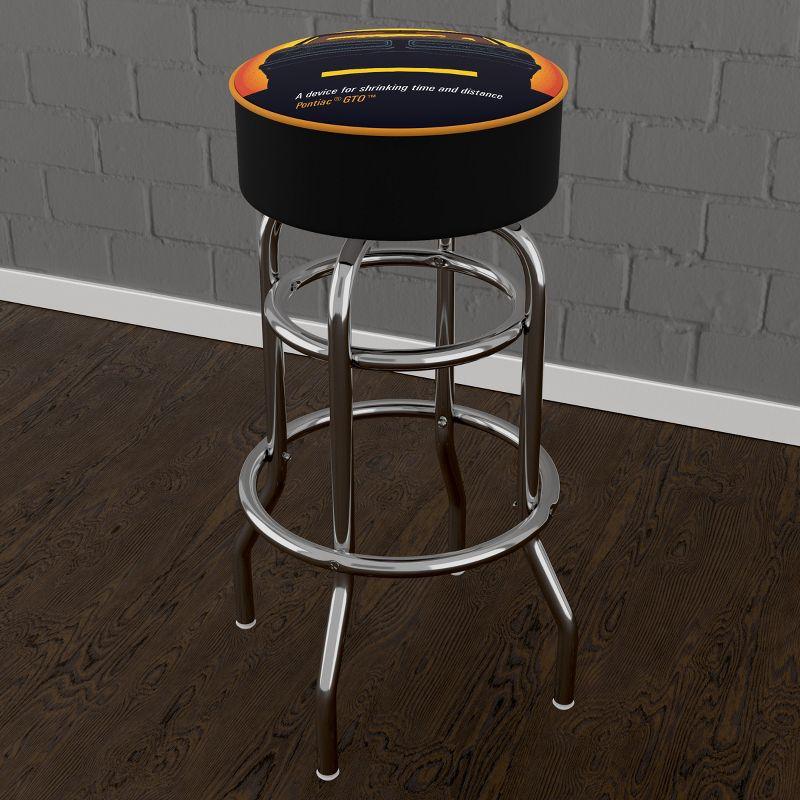 Black Leather Swivel Backless Metal Bar Stool