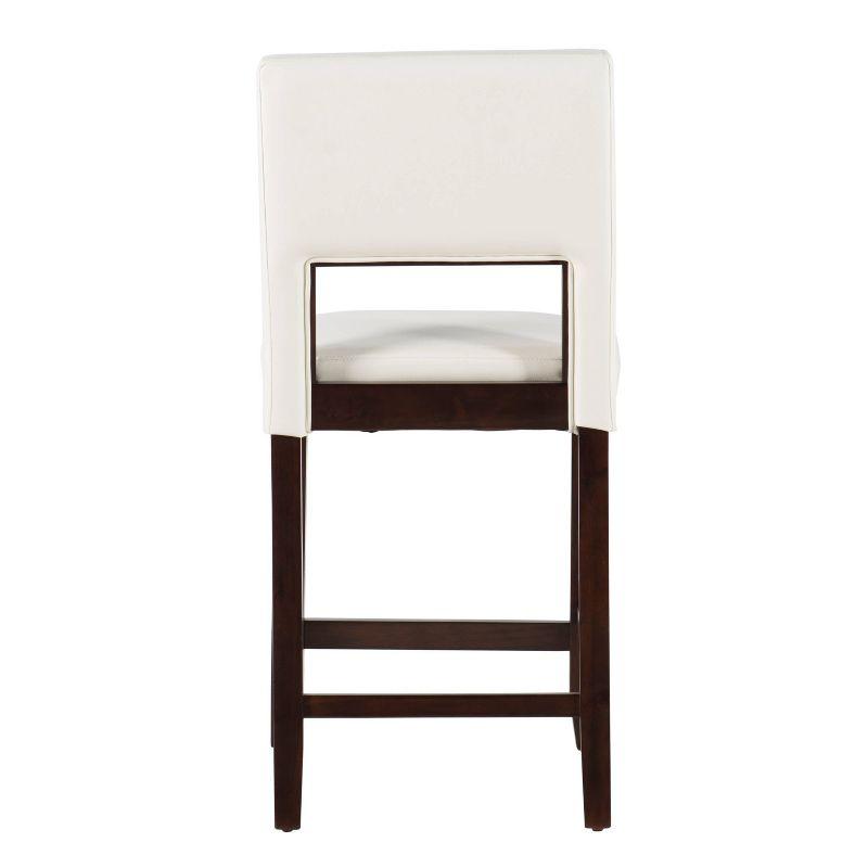 Linon 24" Vega Padded Back and Seat Faux Leather Counter Height Barstool Hardwood White: Rubberwood Legs, Polyurethane Upholstery