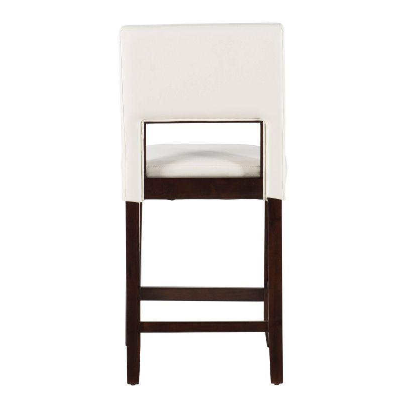 Elegant Vega 24" Espresso Finish Counter Stool with White Faux Leather