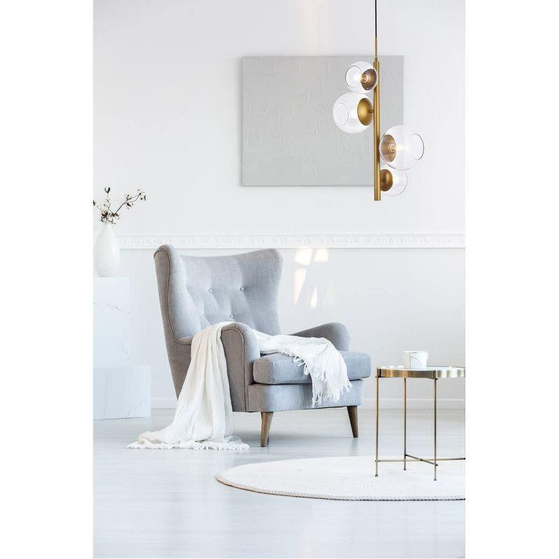 Elegant Lighting Wells 18 inch pendant in brass with clear shade