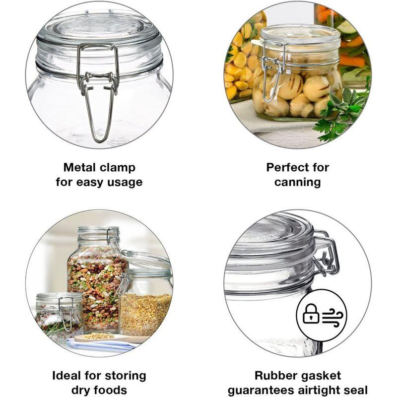 Bormioli Rocco Fido 5L Glass Jar - 169oz Airtight Storage with Metal Clamp & Rubber Gasket - Great for Kitchen Organization, Made in Italy