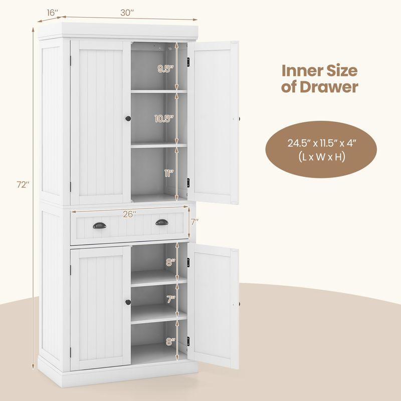 Costway Kitchen Cabinet Pantry Cupboard Freestanding with Shelves White