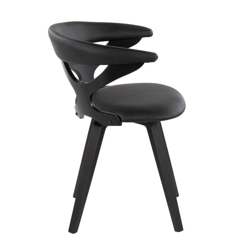 Gardenia PU Leather/Wood Dining Chair Black - LumiSource: Swivel Seat, Padded Upholstery, Bent Wood Legs