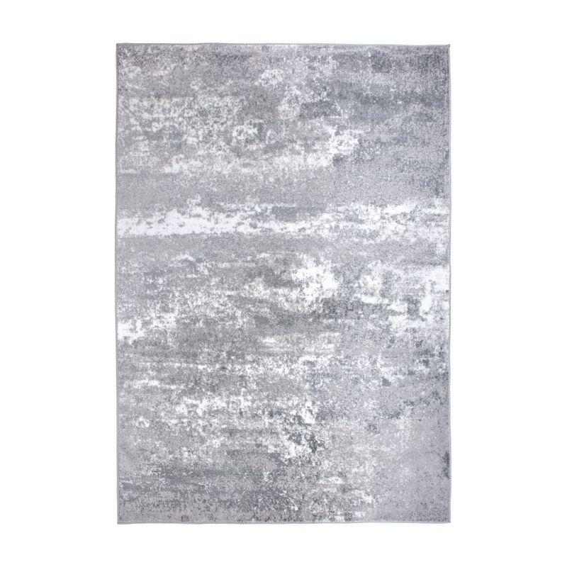 Easy-Care Gray Abstract Synthetic Area Rug, 3'3"x5'