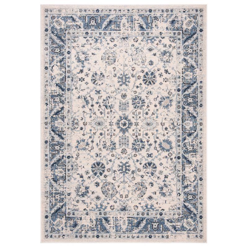 Charleston Heirloom Ivory and Blue Synthetic 6' x 9' Area Rug