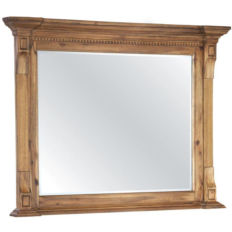 Wellington Hall Traditional Beige Wood Rectangular Dresser Mirror