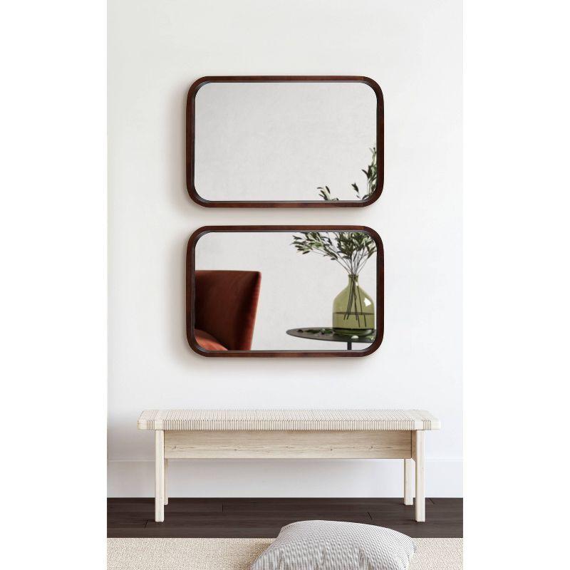 Kate & Laurel All Things Decor 20" x 30" Hutton Wood Framed Radius Rectangle Decorative Wall Mirror Walnut Brown : Poplar, No Assembly