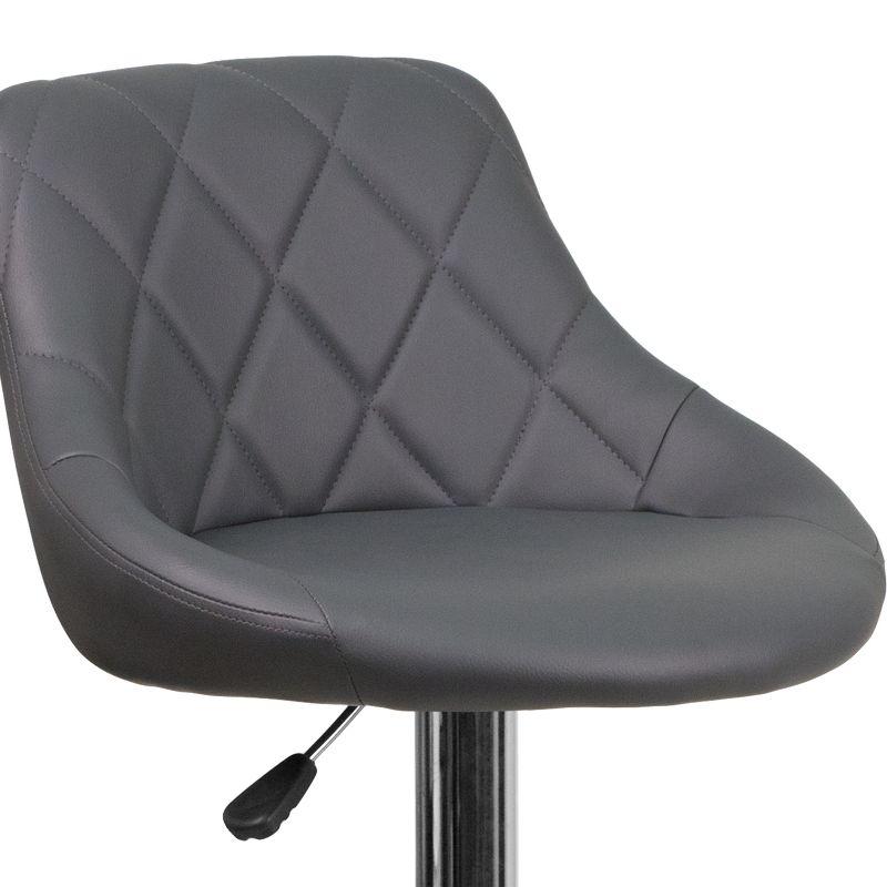 Flash Furniture Contemporary Gray Vinyl Bucket Seat Adjustable Height Barstool with Chrome Base