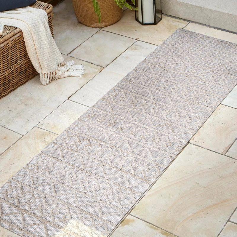 Aylan High-Low Pile Knotted Trellis Geometric Indoor/Outdoor Area Rug  - JONATHAN Y