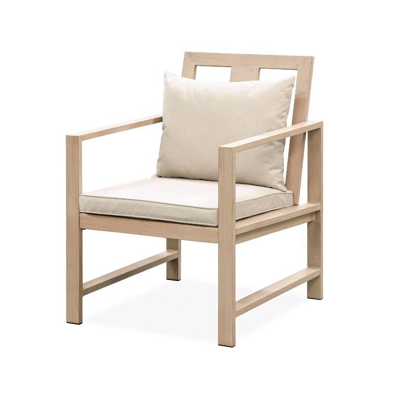 Beige Aluminum Frame Dining Armchair with Cushions