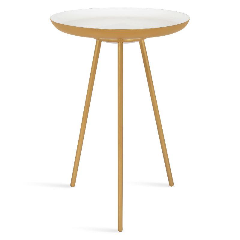 Laranya 18.5" Round White and Gold Metal Side Table