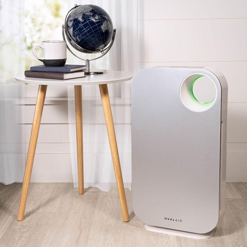 OVAL AIR OVAL AIR 3-Stage H13 True HEPA 5-in-1 Air Purifier reduces Allergies, Asthma, Pets, Odor, Smoke