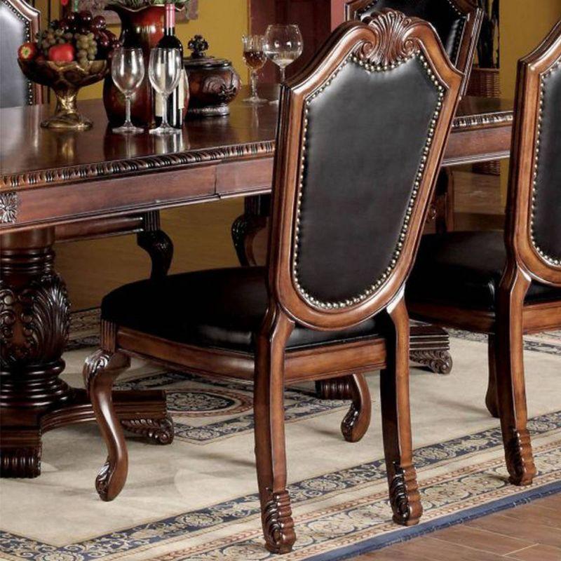 Acme Furniture Chateau De Ville Dining Chairs Black Synthetic Leather/Cherry Finish