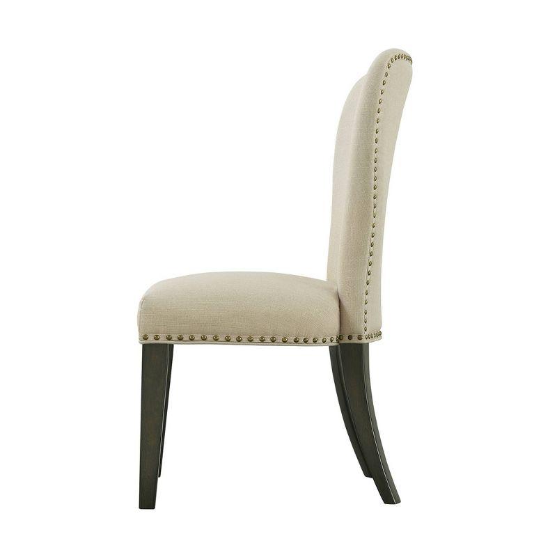 Set of 2 Savoy Upholstered Dining Armless Chairs Cream - Alaterre Furniture: Faux Leather, Nailhead Detail, Rubberwood Frame