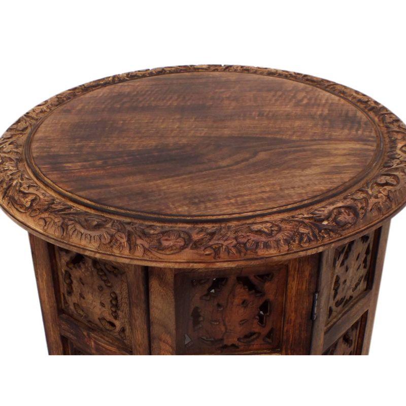 Wooden Hand Carved Folding Accent Coffee Table Dark Chocolate - The Urban Port