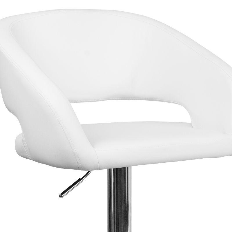 Contemporary White Vinyl Adjustable Swivel Barstool with Chrome Base