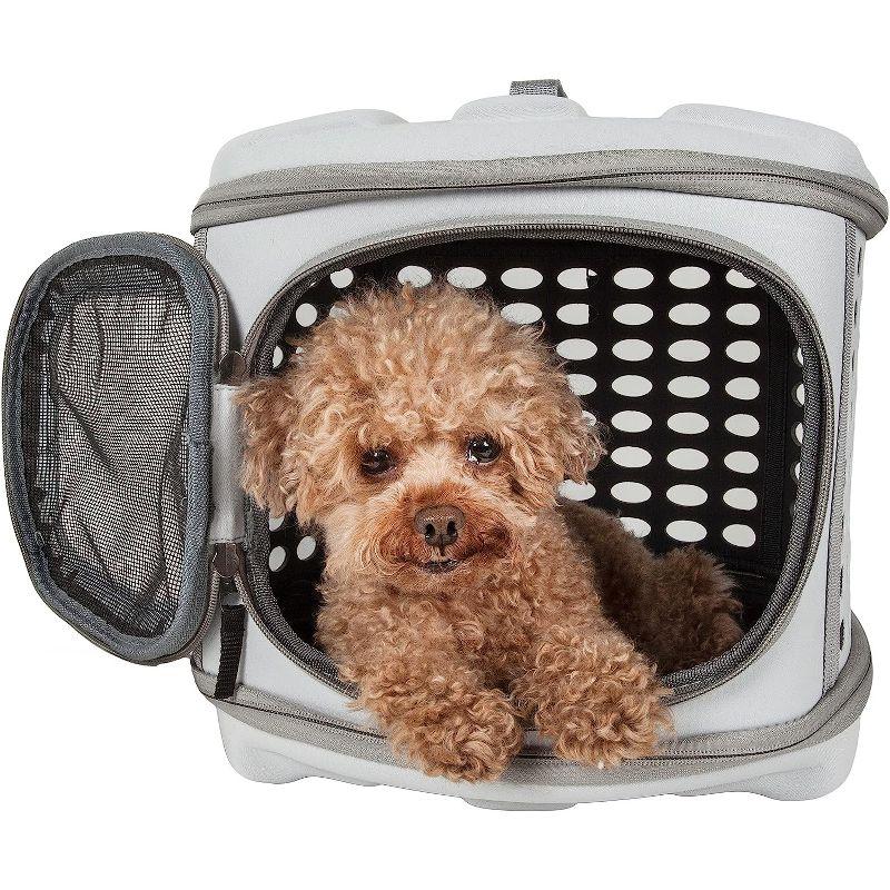 Small Gray Collapsible Military Grade Pet Carrier with Mesh Openings