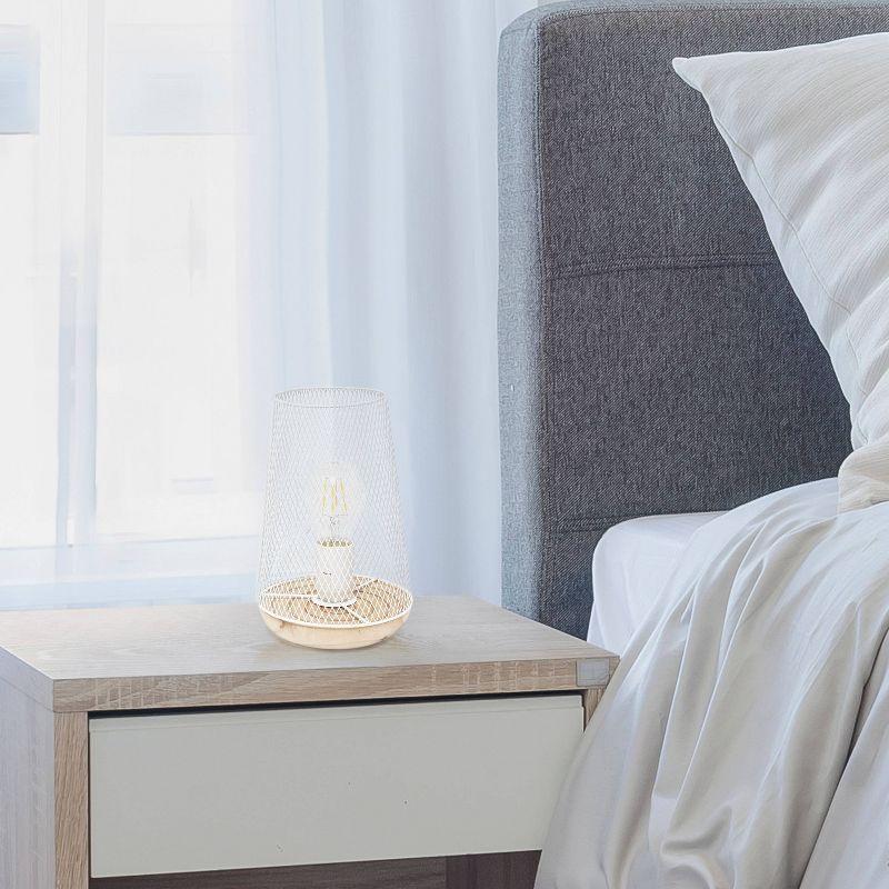 Simple Designs Wired Mesh Uplight Table Lamp White: Modern Cylinder Shade, ETL Listed, No Assembly Required