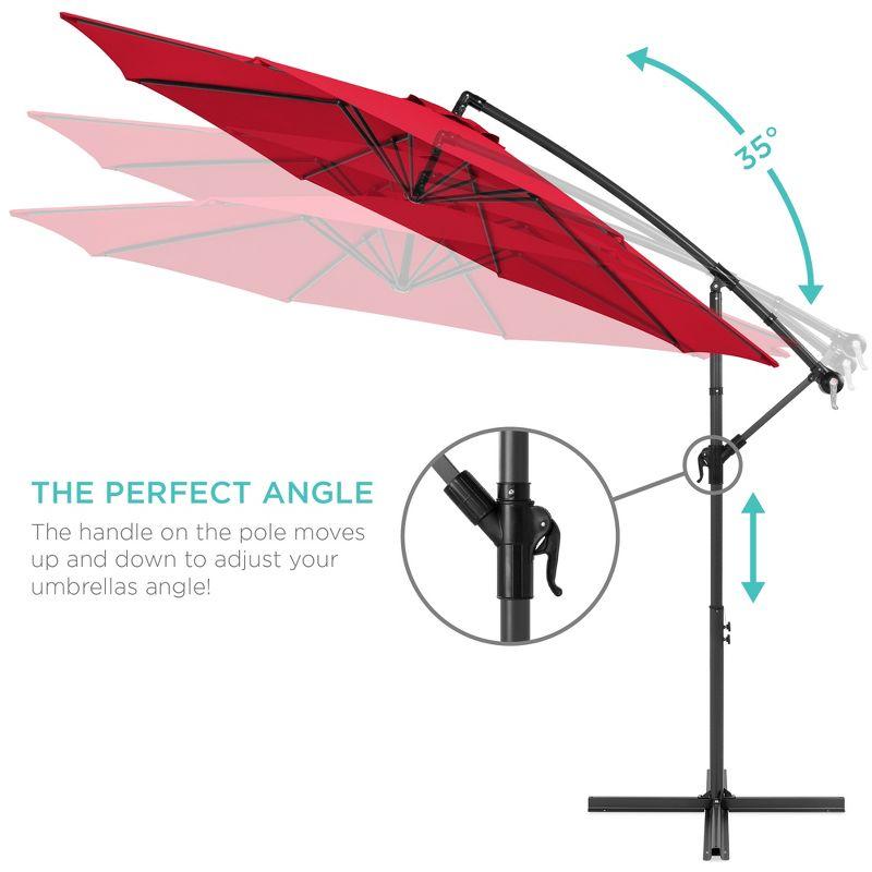 Best Choice Products 10ft Offset Hanging Outdoor Market Patio Umbrella w/ Easy Tilt Adjustment - Red