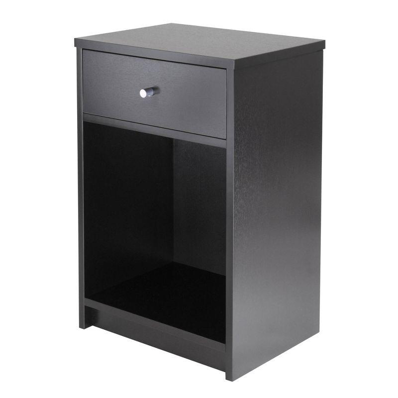 Squamish Transitional Black Wood Nightstand with Storage