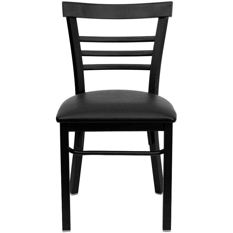 Flash Furniture Black Three-Slat Ladder Back Metal Restaurant Chair