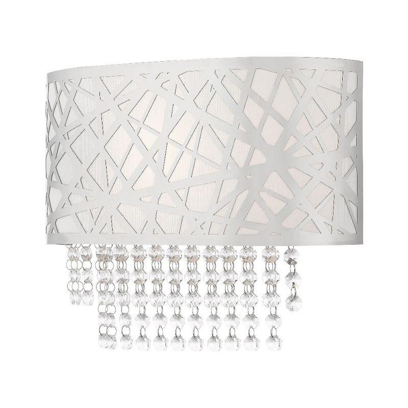 Polished Chrome Laser-Cut 1-Light Wall Sconce with Crystals