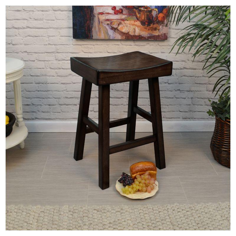 Espresso Solid Wood 28" Saddle Style Backless Counter Stool