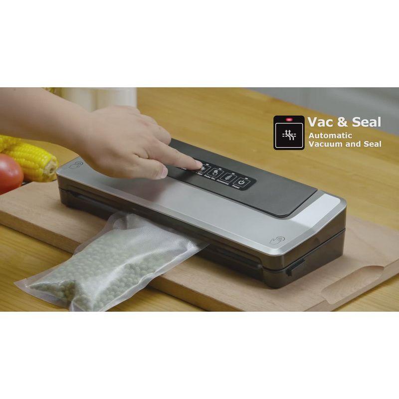 Bonsenkitchen Multi-Functional Food Vacuum Sealer with Globefish Technology for High-Speed Continuous Working, Vacuum Bags & Accessory Hose, Black