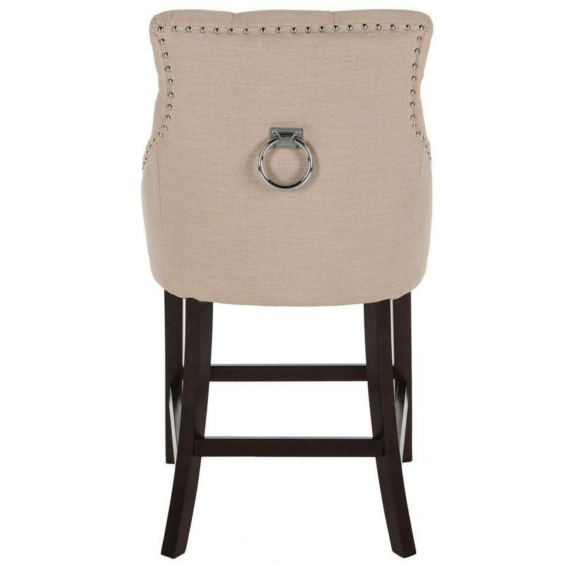 Eleni Tufted Wing Back Counter Stool (Set of 2) - BST6305 - Beige/Espresso - Safavieh