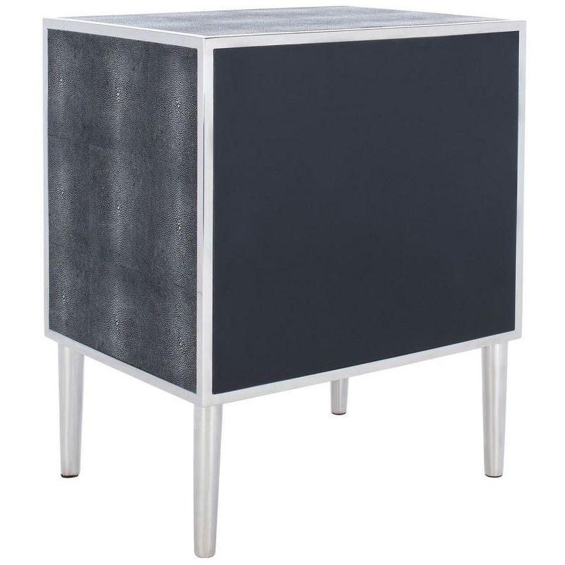 Tammy 1 Drawer Faux Shagreen Nightstand - BLACK/SILVER - Safavieh.