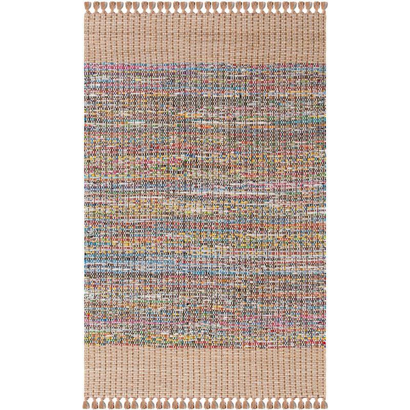 Beige Multicolor Handmade Flat Woven Wool Cotton Area Rug