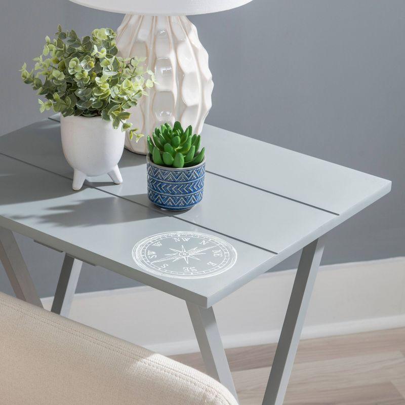 Modern Compass-Inspired Dark Gray Wood TV Tray Table Set