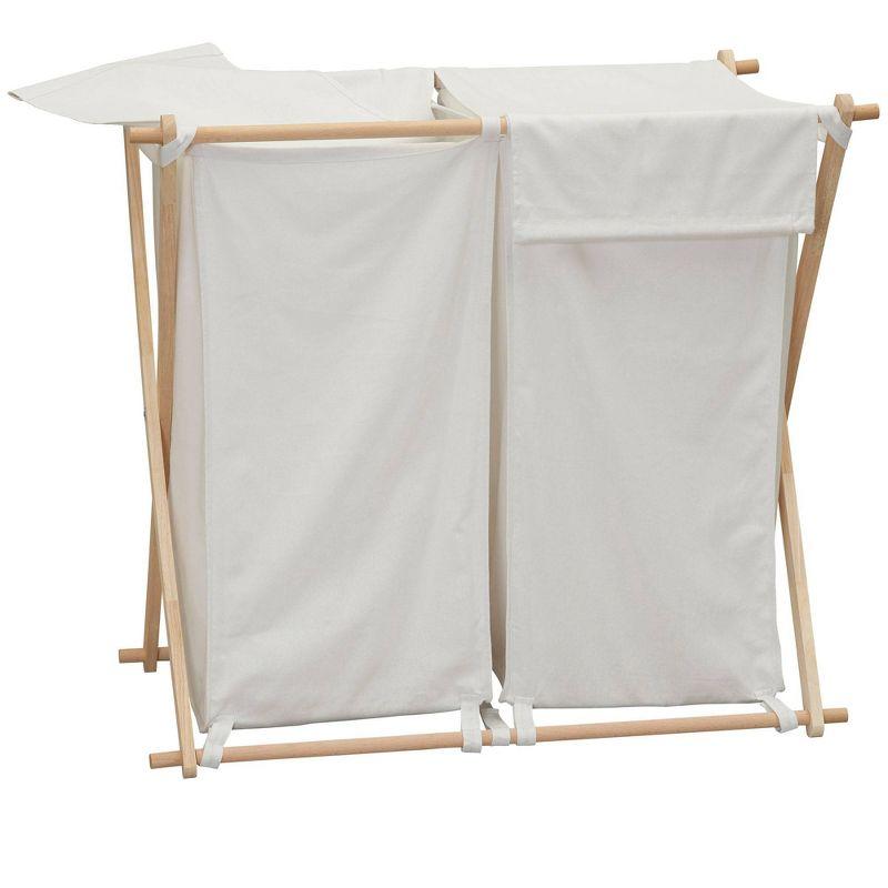 Household Essentials Wood X-Frame Double Sorter White: Removable Liner, 40 lb Capacity, Clothes Drying Rack
