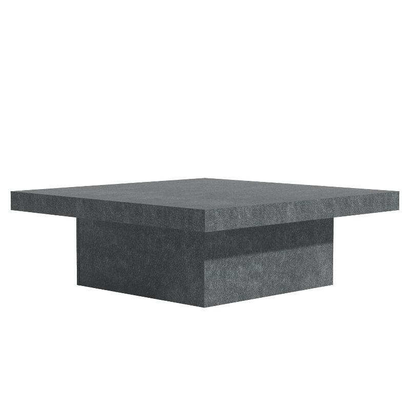 Galano Carmelo 35.4 in Square Wood Top Coffee Table in Concrete Gray, Cement Gray