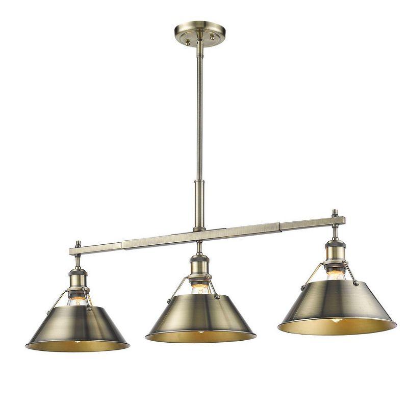 Golden Lighting Orwell 3-Light Linear Pendant in Matte Black with Clear Glass