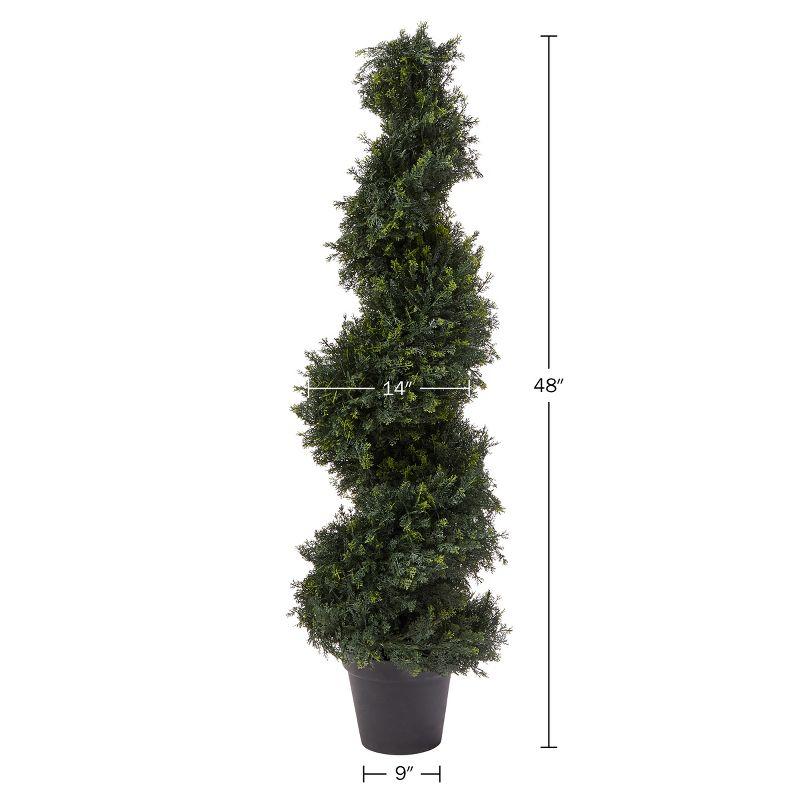 Nature Spring Faux Spiral Cypress Potted Topiary - 4'