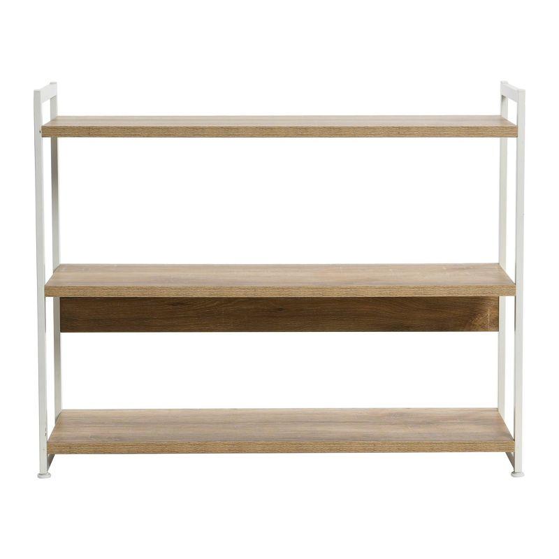 Household Essentials 32.5" Jamestown Wide 3 Shelf Bookshelf: Metal Frame, Coastal Oak Collection